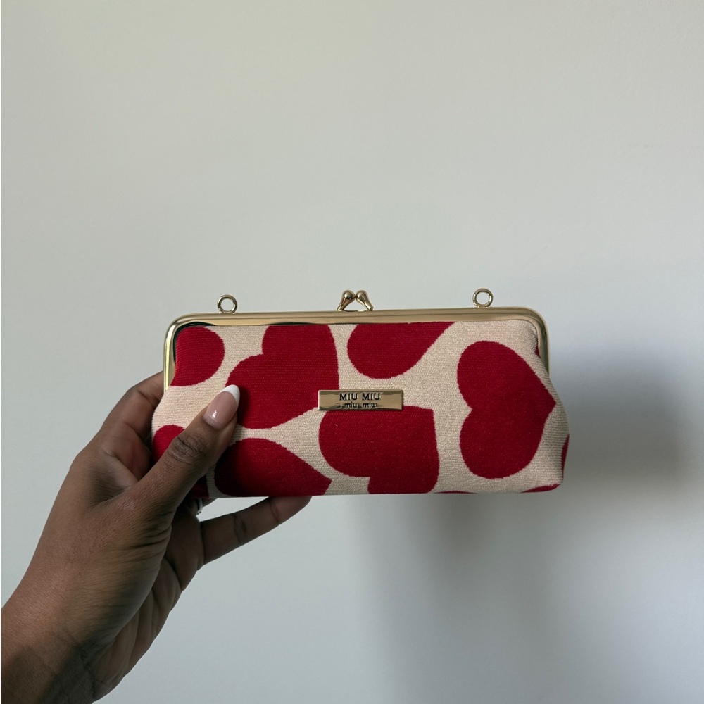Miu Miu Red and Cream Heart Wristlet